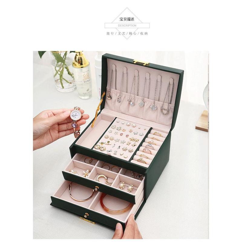 Lockbox Key Secure - Caja de Joyería de Cuero PU