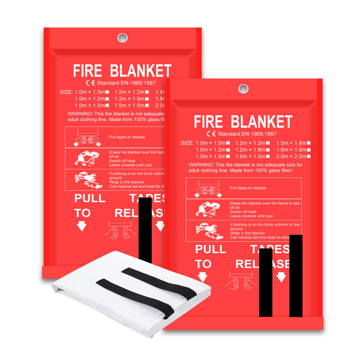 Fire Blanket Kitchen - Manta contra incendios, paquete de 2,