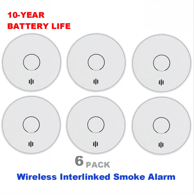 Smoke Detector Interconnected - Alarma de humo interconectada inalámbrica, batería