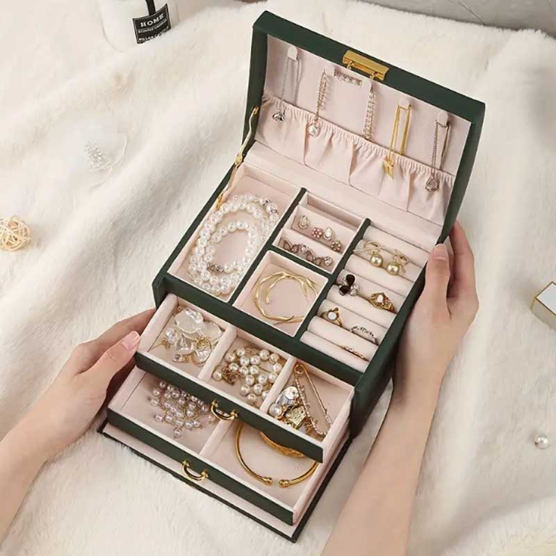 Caja de joyería de mano con tr - Lockbox Key Secure reseña y precio