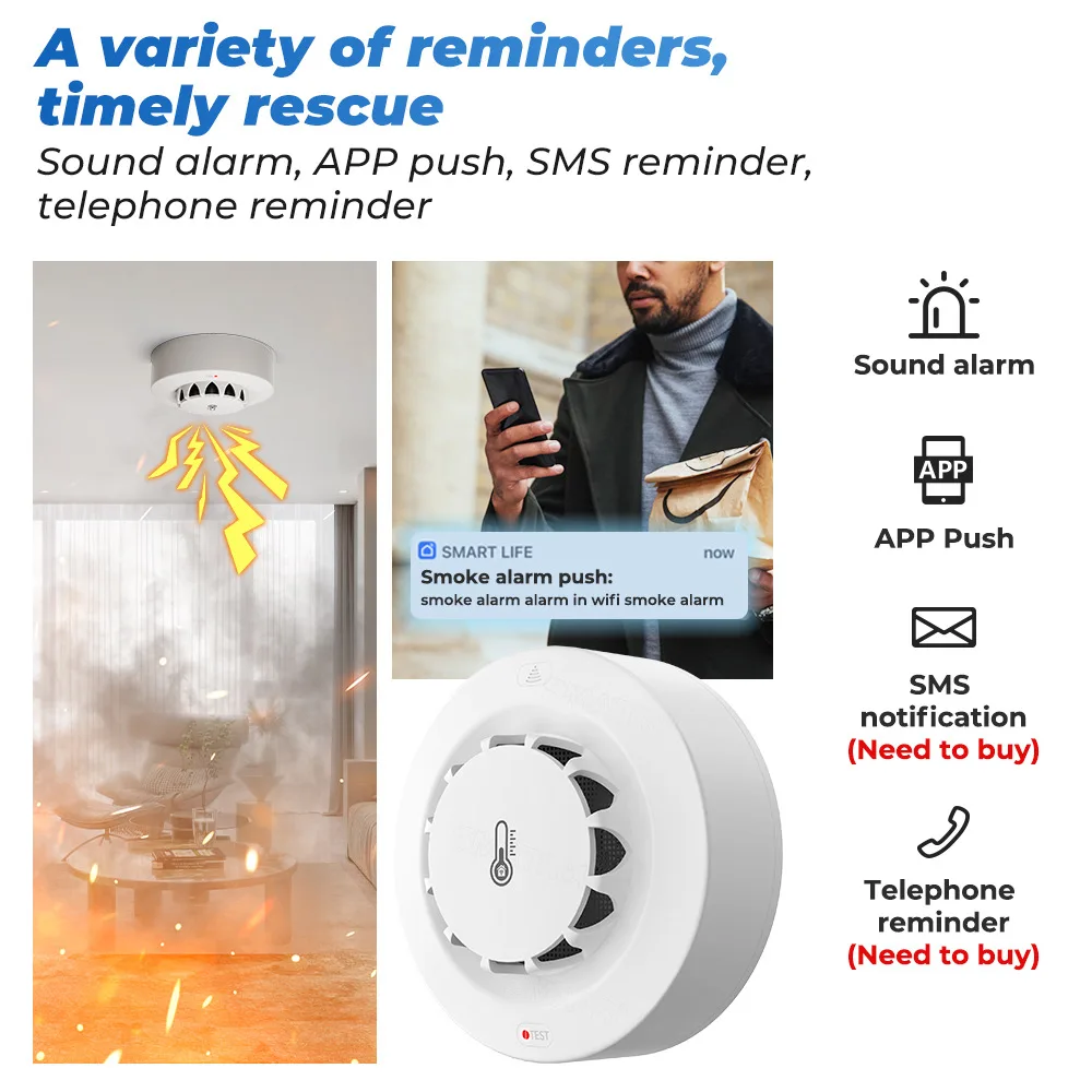 Tuya Wifi BT Detector de humo  - Smoke Detector Interconnected reseña y precio