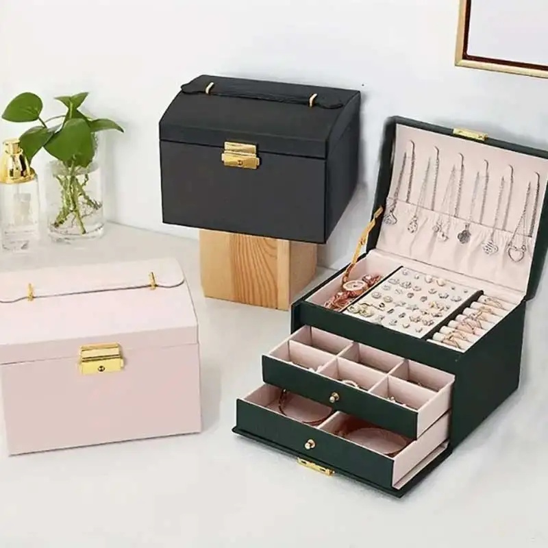 Caja de Joyería de Cuero PU co - Lockbox Key Secure reseña y precio