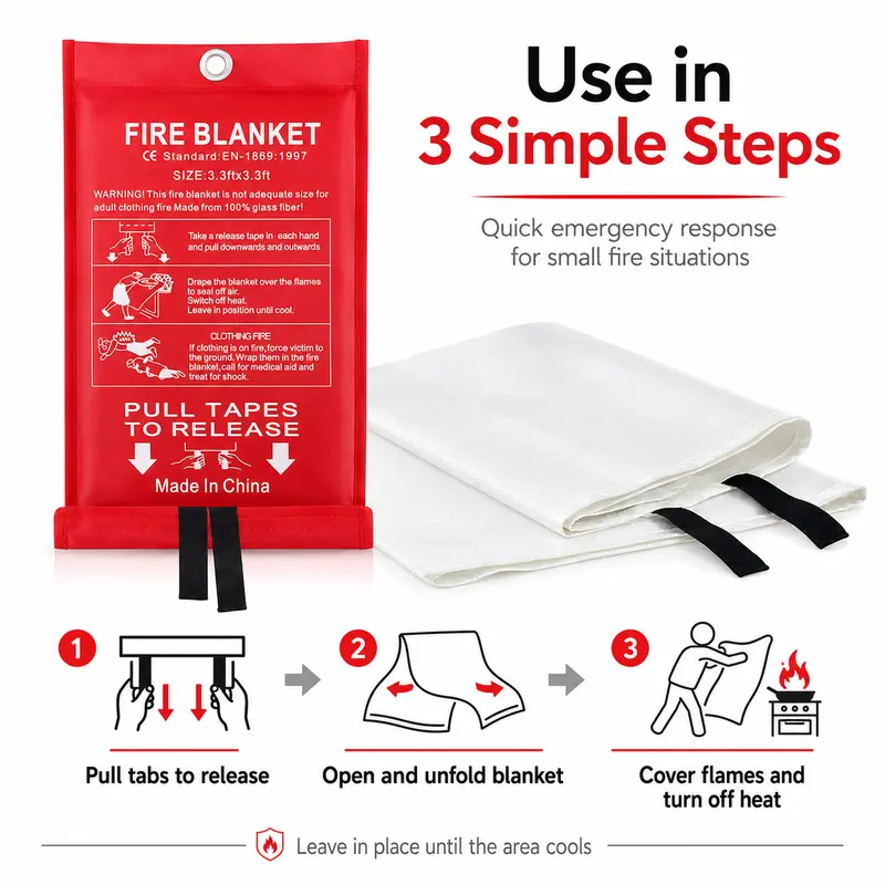 Paquete de 4 mantas de emergen - Fire Blanket Kitchen reseña y precio