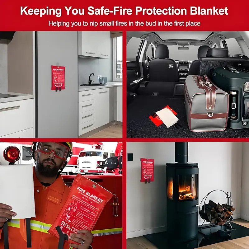 Paquete de 4 mantas de emergen - Fire Blanket Kitchen reseña y precio