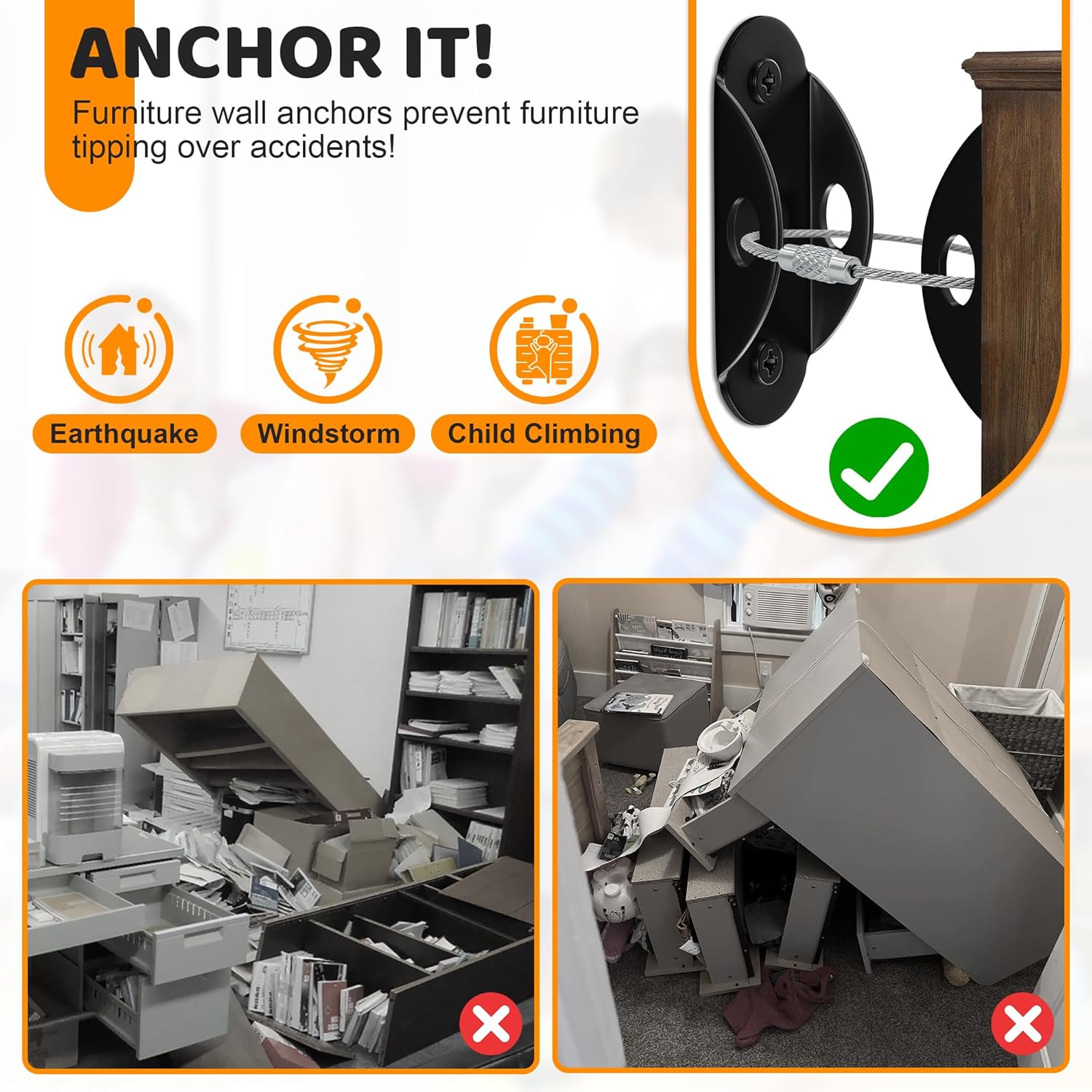6 Juegos de Anclajes de Pared  - Earthquake Anchor Strap reseña y precio